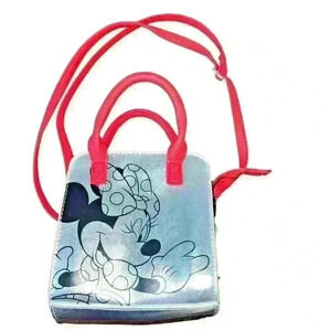 Minnie Mouse Silver Crossbody Purse‎ Handbag Red Bow Detail